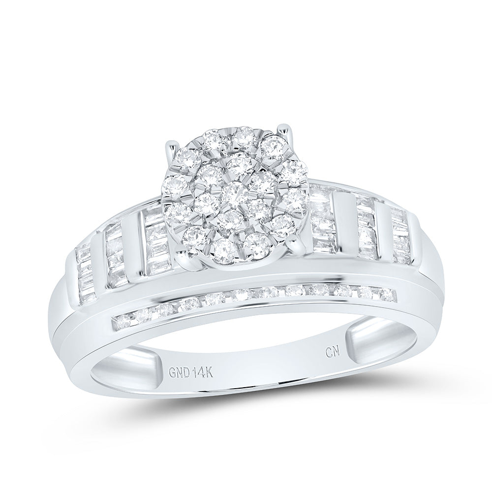 10kt White Gold Round Diamond Cluster Bridal Wedding Engagement Ring 1/2 Cttw