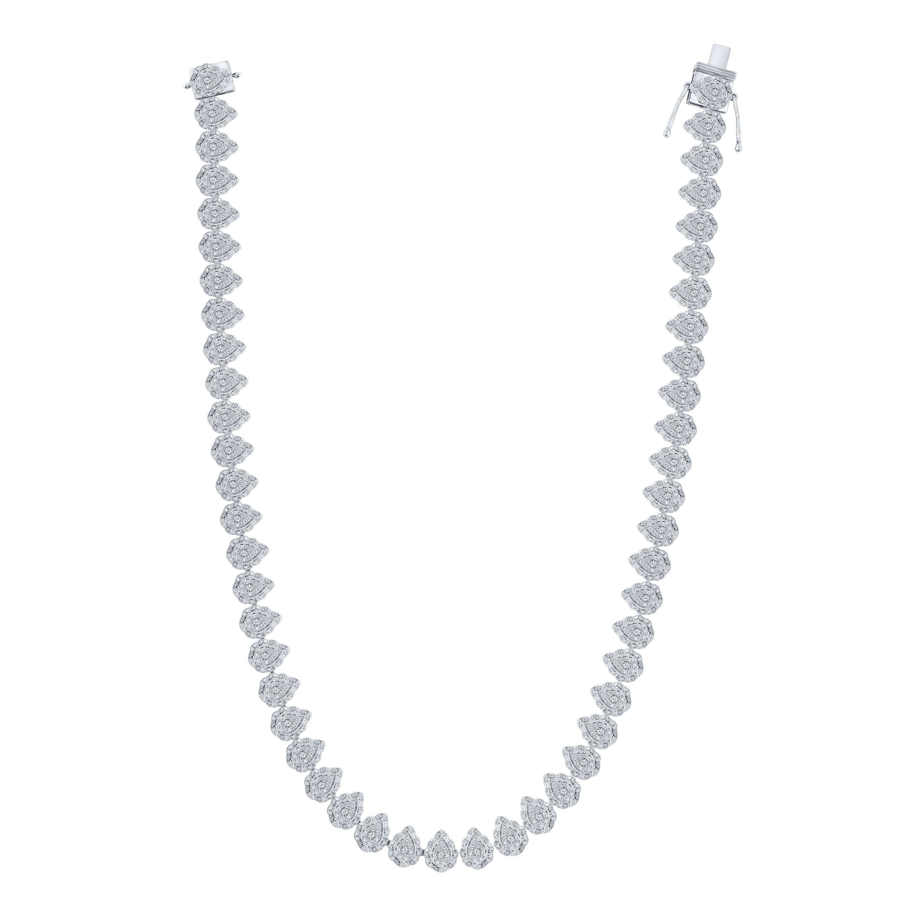 10kt White Gold Womens Round Diamond 18-inch Teardrop Link Necklace 6-1/2 Cttw