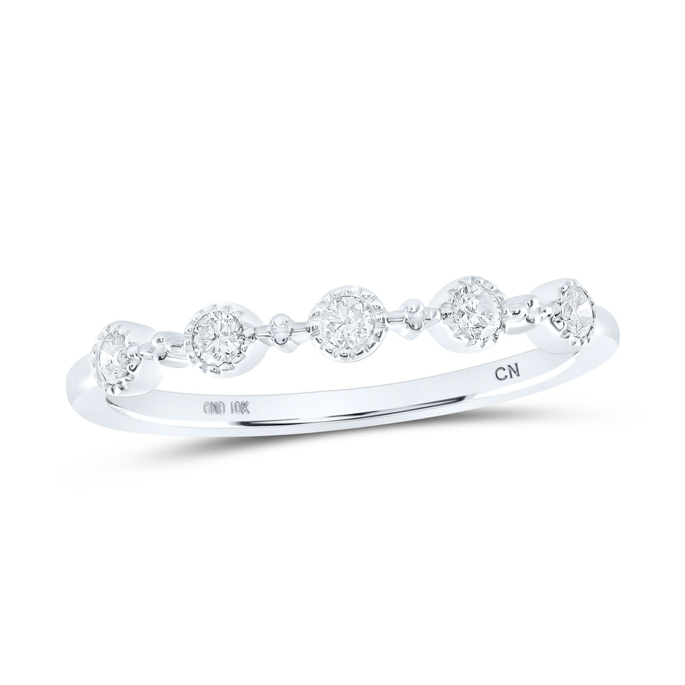 10kt White Gold Womens Round Diamond Dot Stackable Band Ring 1/6 Cttw