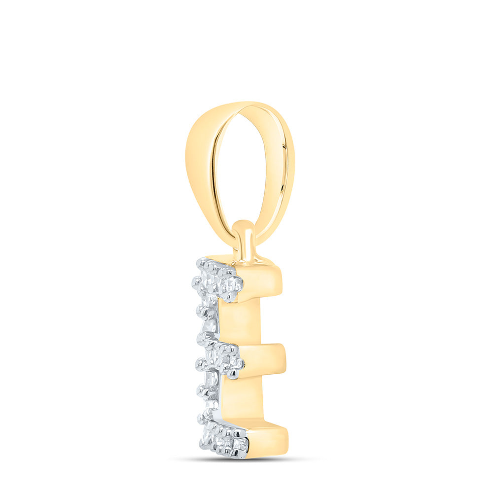 10kt Yellow Gold Womens Round Diamond E Initial Letter Pendant 1/20 Cttw