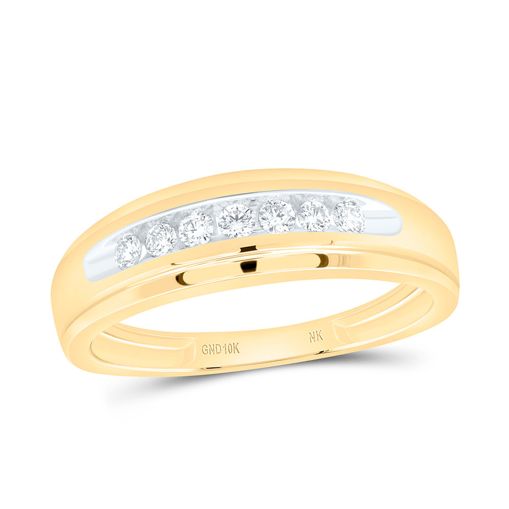 10kt Yellow Gold Womens Round Diamond Single Row Channel-set Band Ring 1/6 Cttw