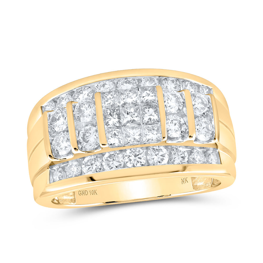 10kt Yellow Gold Mens Princess Diamond Band Ring 2 Cttw