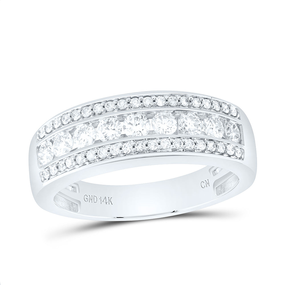 14kt White Gold Mens Round Diamond Band Ring 1 Cttw
