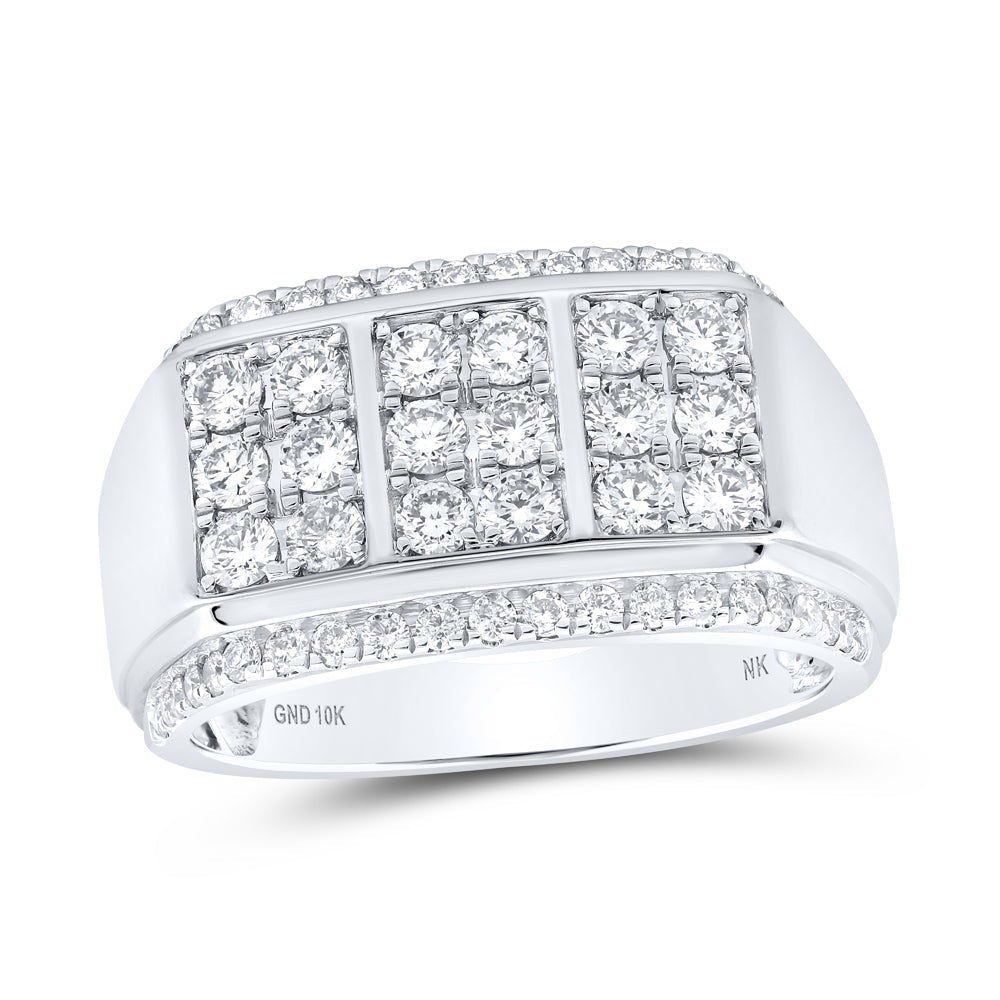 10kt White Gold Mens Round Diamond Band Ring 1-1/2 Cttw