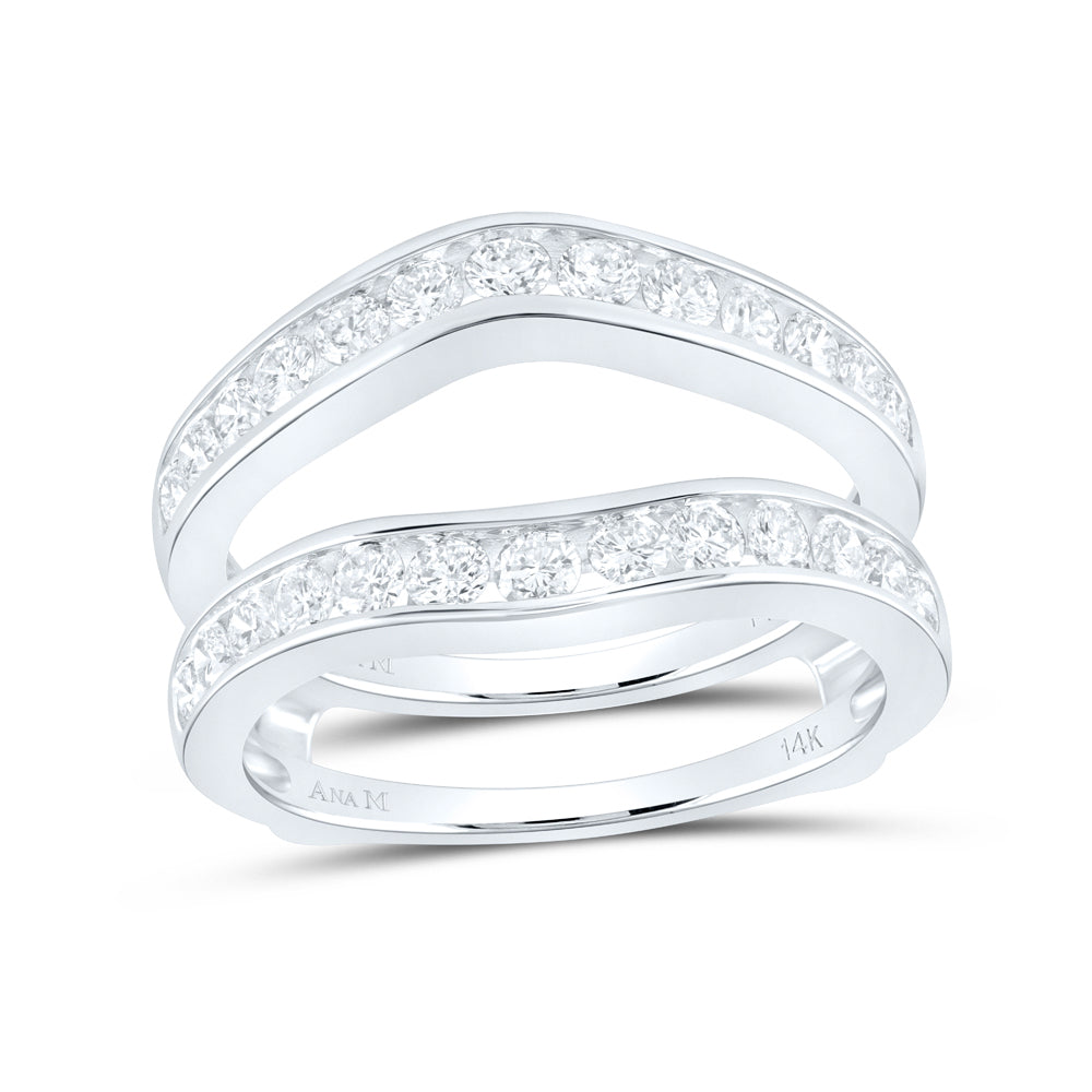 14k White Gold Womens Round Diamond Wedding Bridal Enhancer Band Wrap 1 Cttw