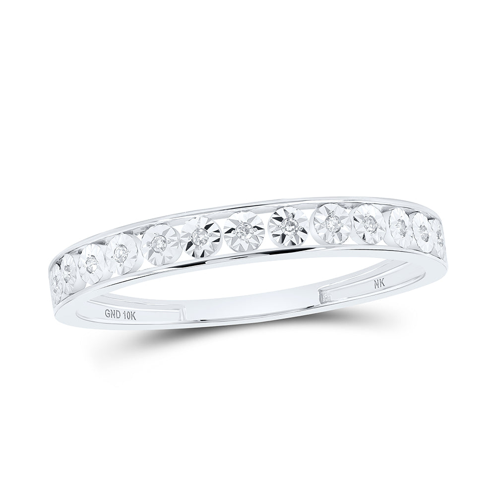 10kt White Gold Womens Round Diamond Band Ring .03 Cttw