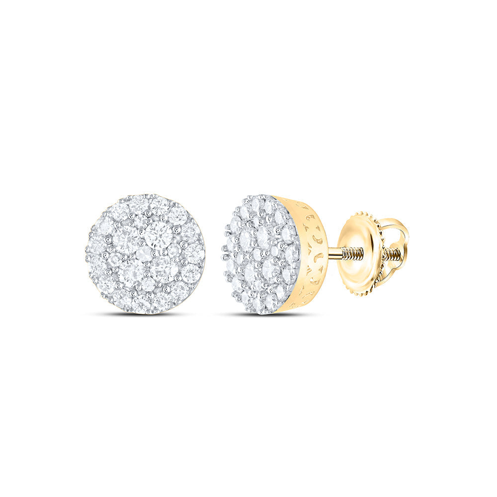 14kt Yellow Gold Round Diamond Cluster Earrings 5/8 Cttw