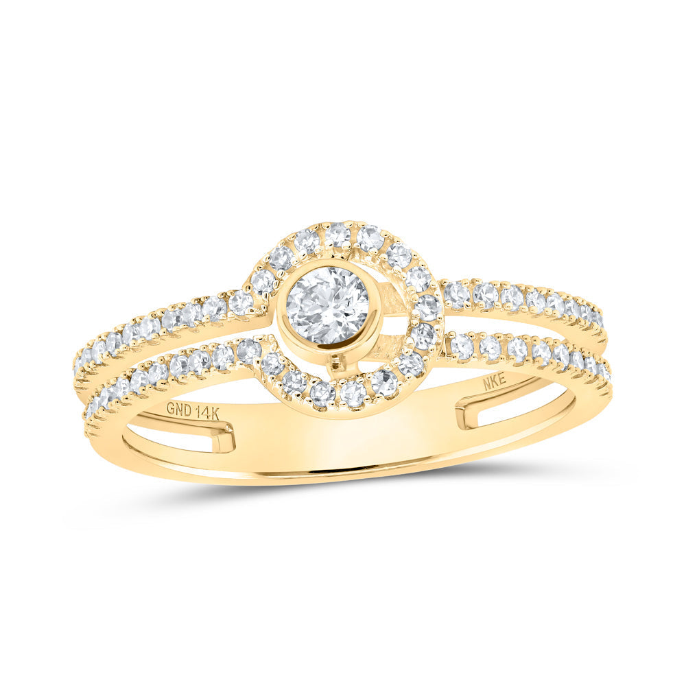 14kt Yellow Gold Womens Round Diamond Fashion Ring 1/3 Cttw