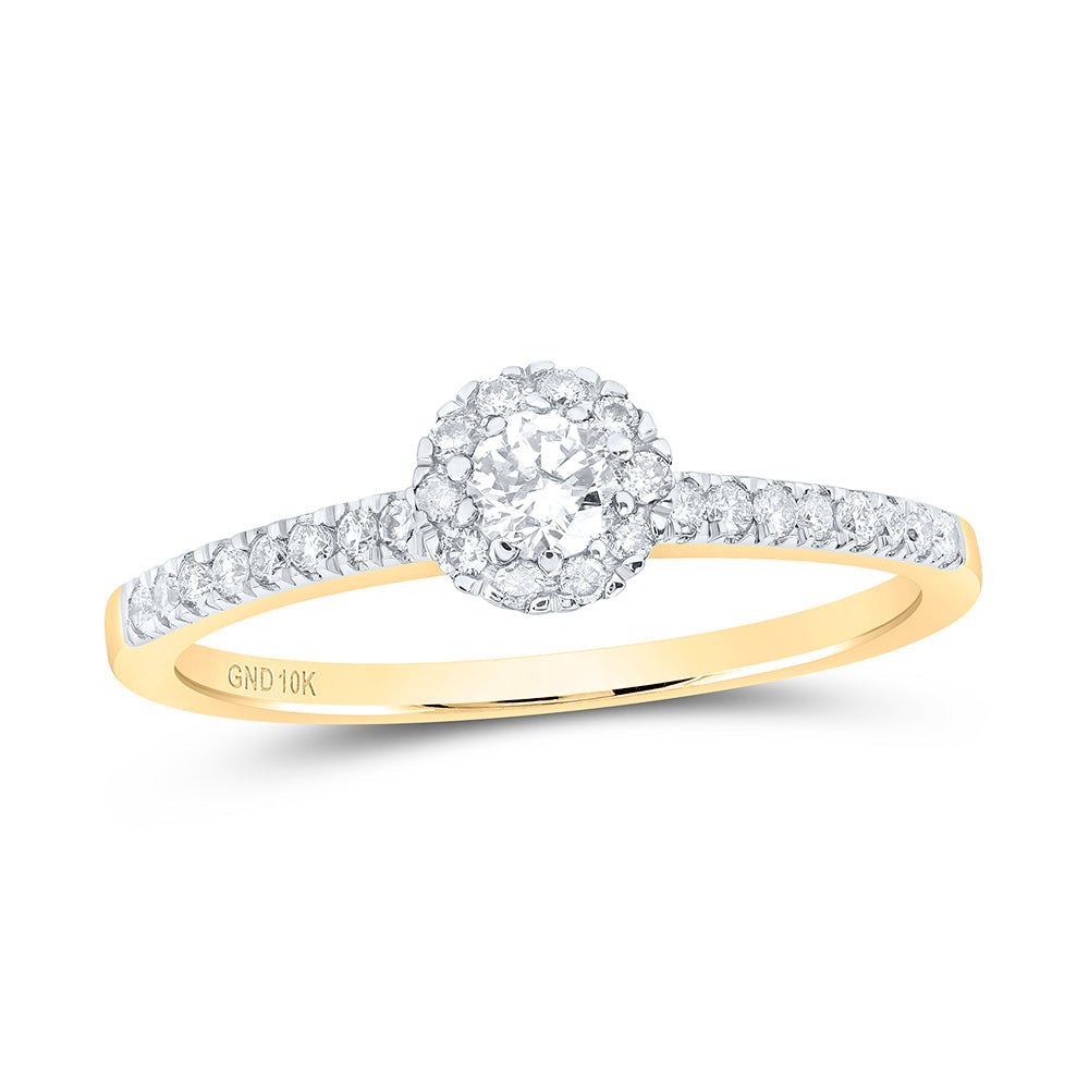 10kt Yellow Gold Round Diamond Solitaire Bridal Wedding Engagement Ring 1/3 Cttw