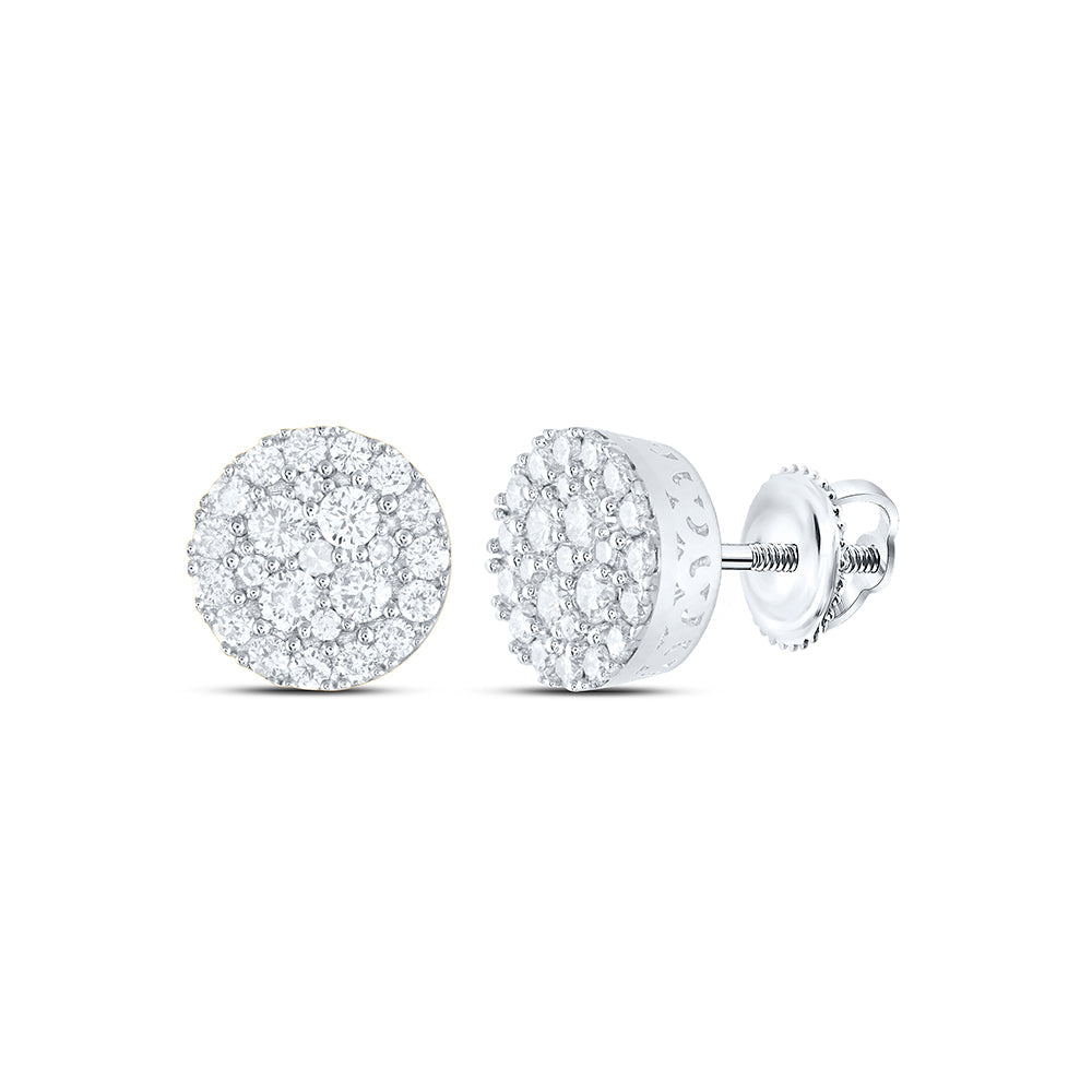 10kt White Gold Round Diamond Cluster Earrings 5/8 Cttw