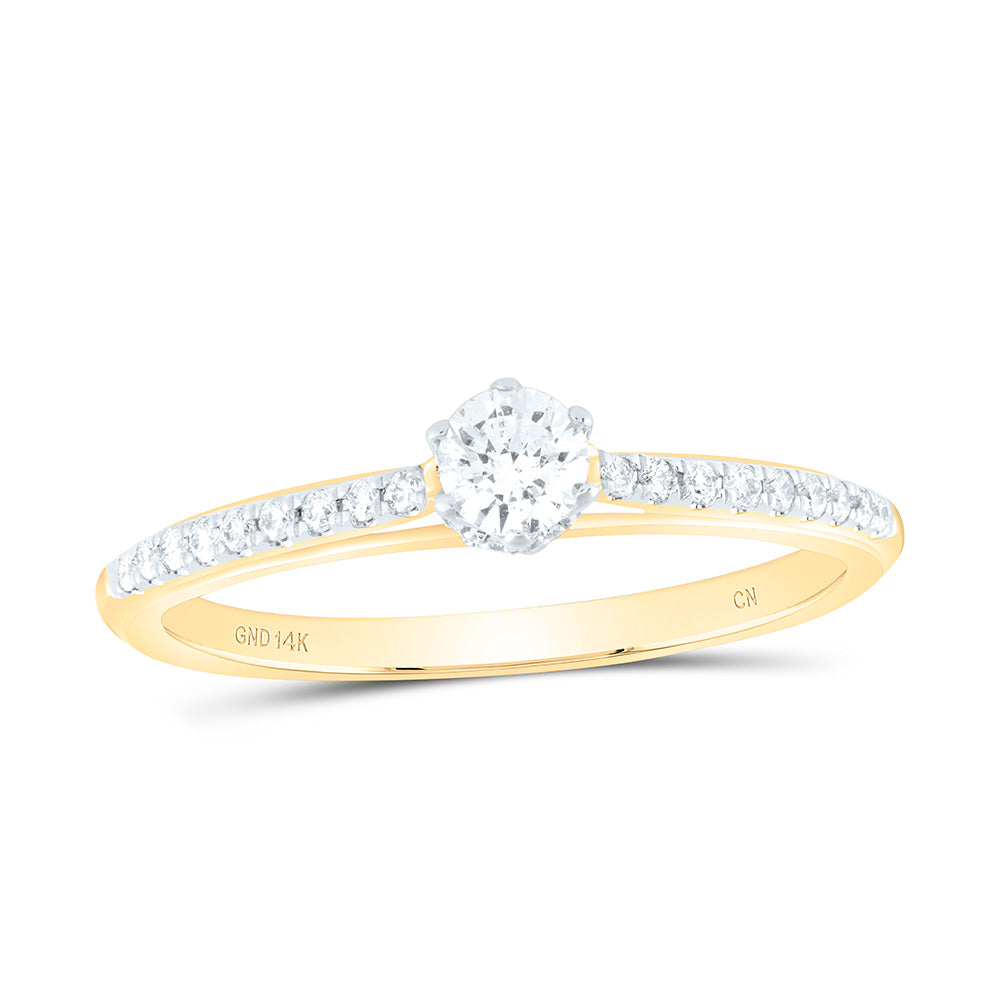 14kt White Gold Round Diamond Solitaire Bridal Wedding Engagement Ring 1/3 Cttw