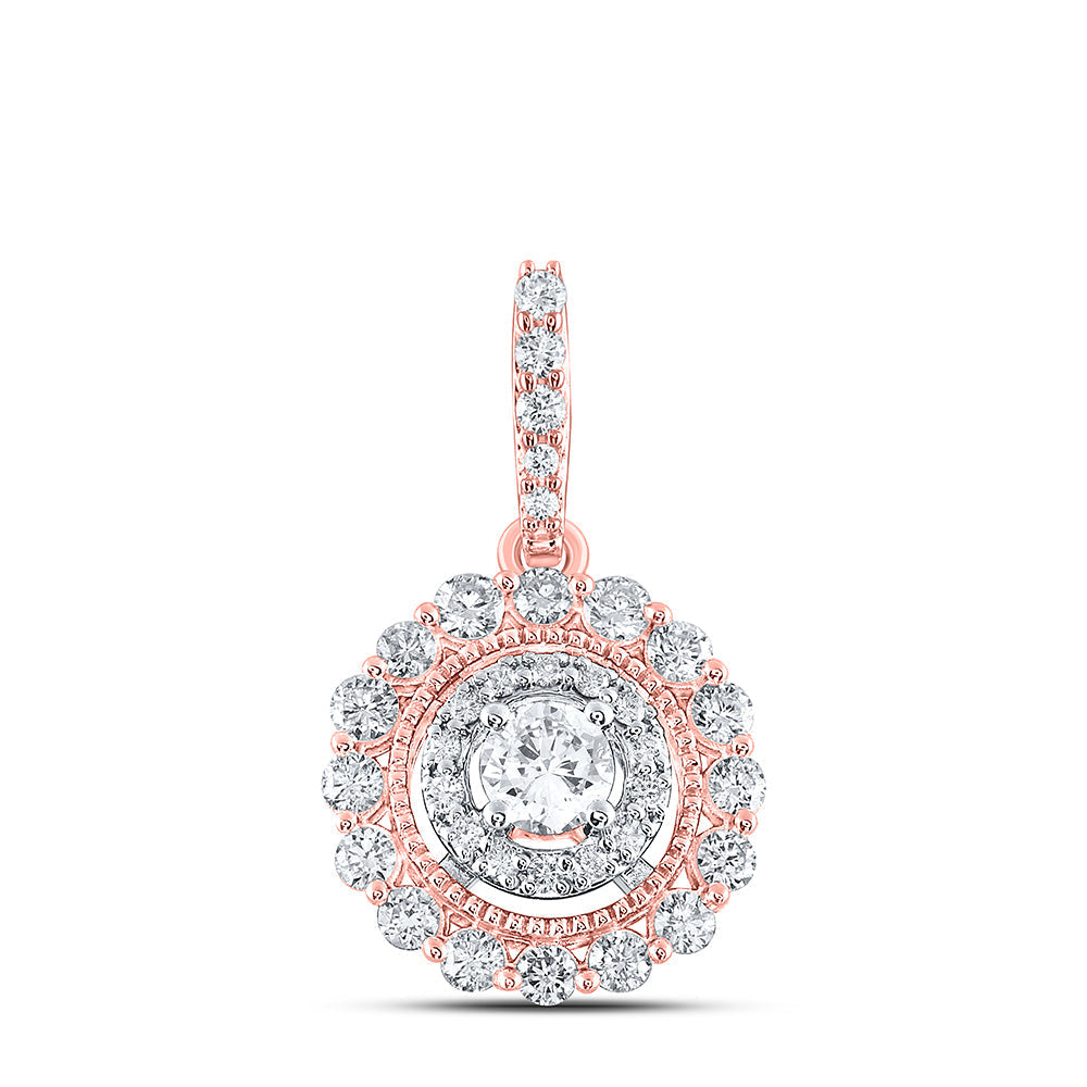 10kt Rose Gold Womens Round Diamond Fashion Pendant 3/4 Cttw