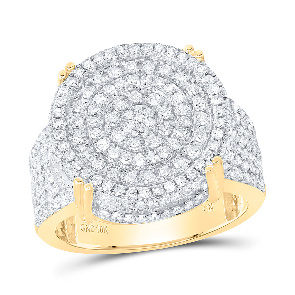 10kt Yellow Gold Mens Round Diamond Statement Cluster Ring 1-7/8 Cttw