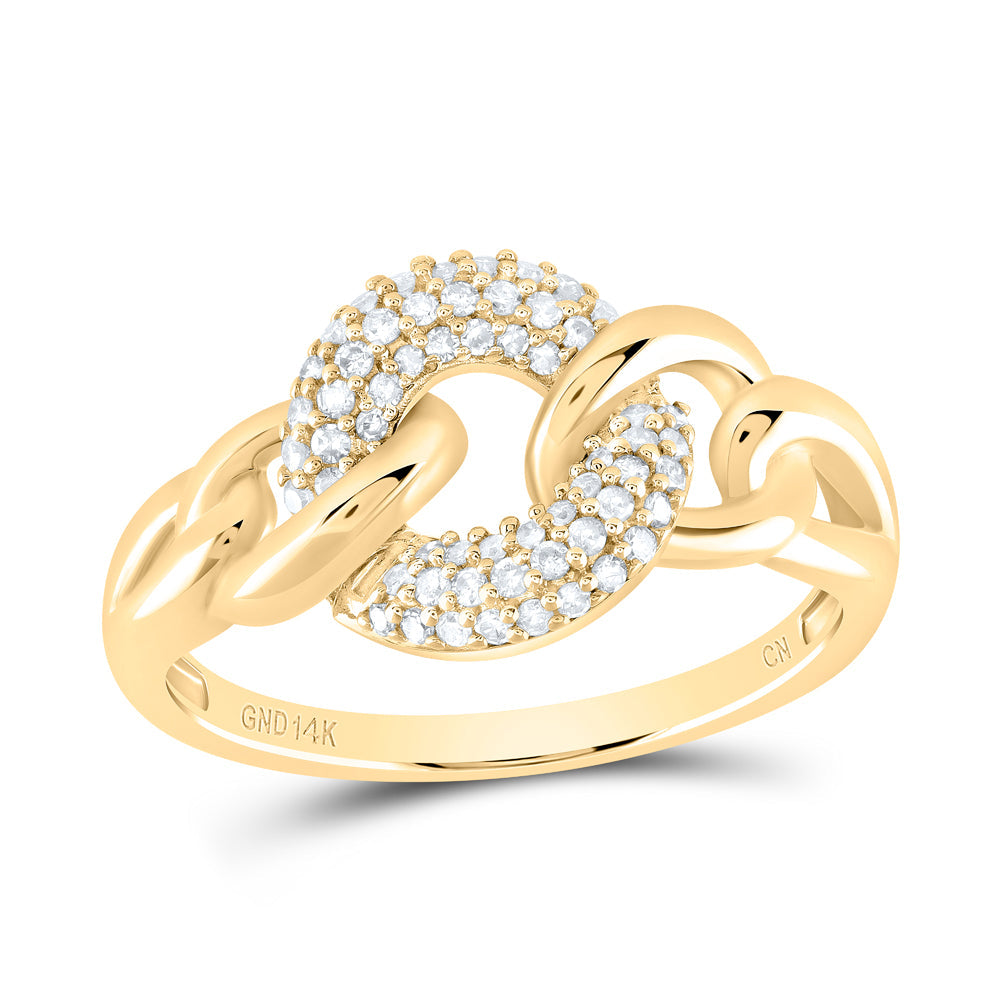 14kt Yellow Gold Womens Round Diamond Curb Link Ring 1/5 Cttw