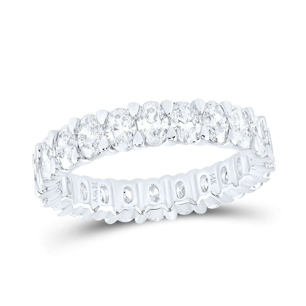 14kt White Gold Womens Oval Diamond Eternity Wedding Band 3-1/4 Cttw