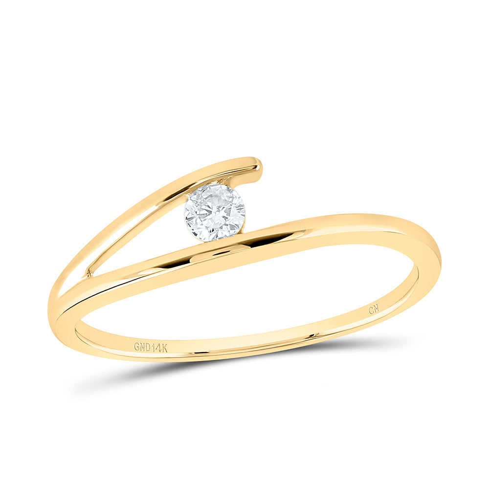14kt Yellow Gold Womens Round Diamond Solitaire Promise Ring 1/10 Cttw