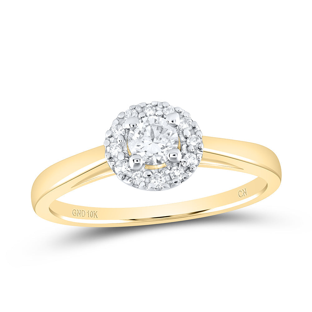 10kt Yellow Gold Round Diamond Solitaire Bridal Wedding Engagement Ring 1/3 Cttw