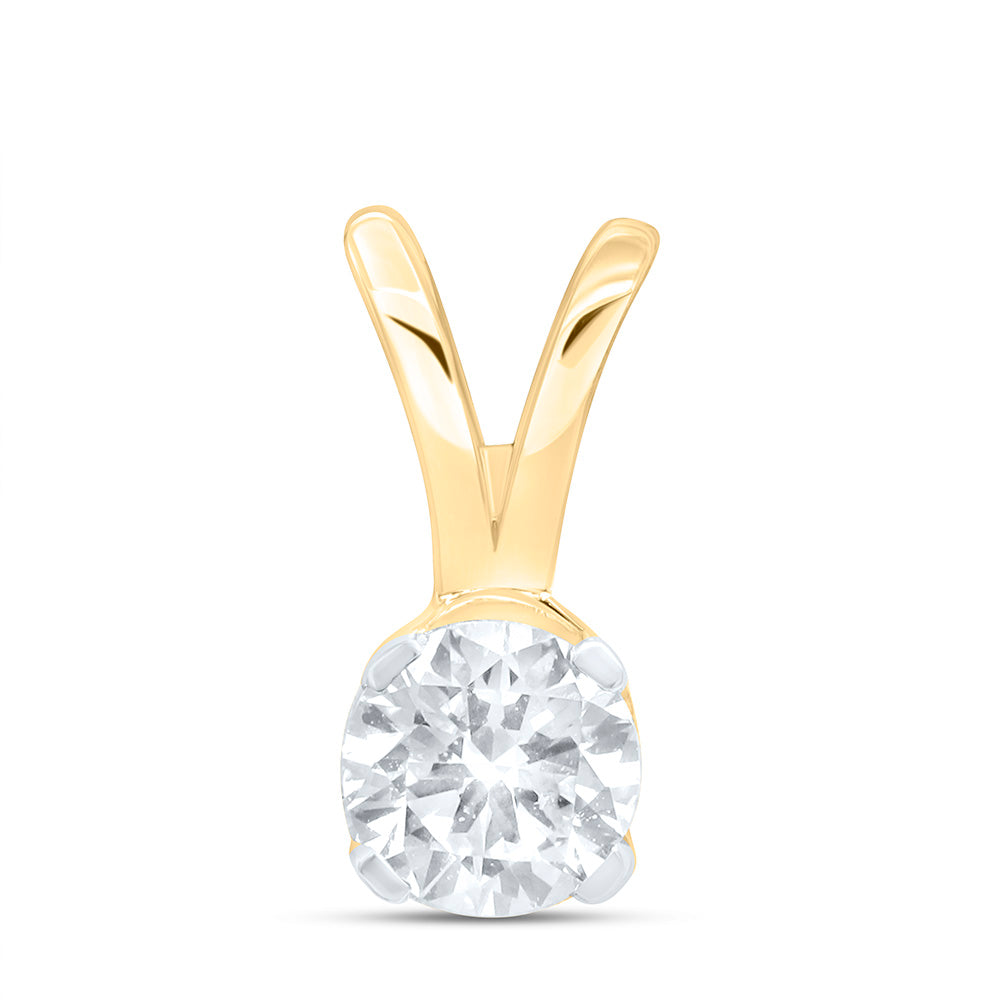 14kt Yellow Gold Womens Round Diamond Solitaire Pendant 1/4 Cttw