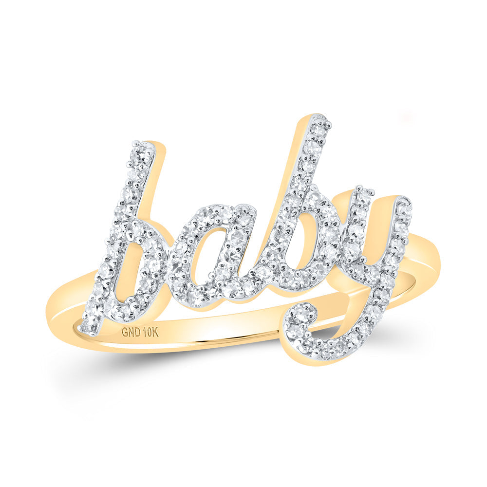 10kt Yellow Gold Womens Round Diamond BABY Band Ring 1/4 Cttw