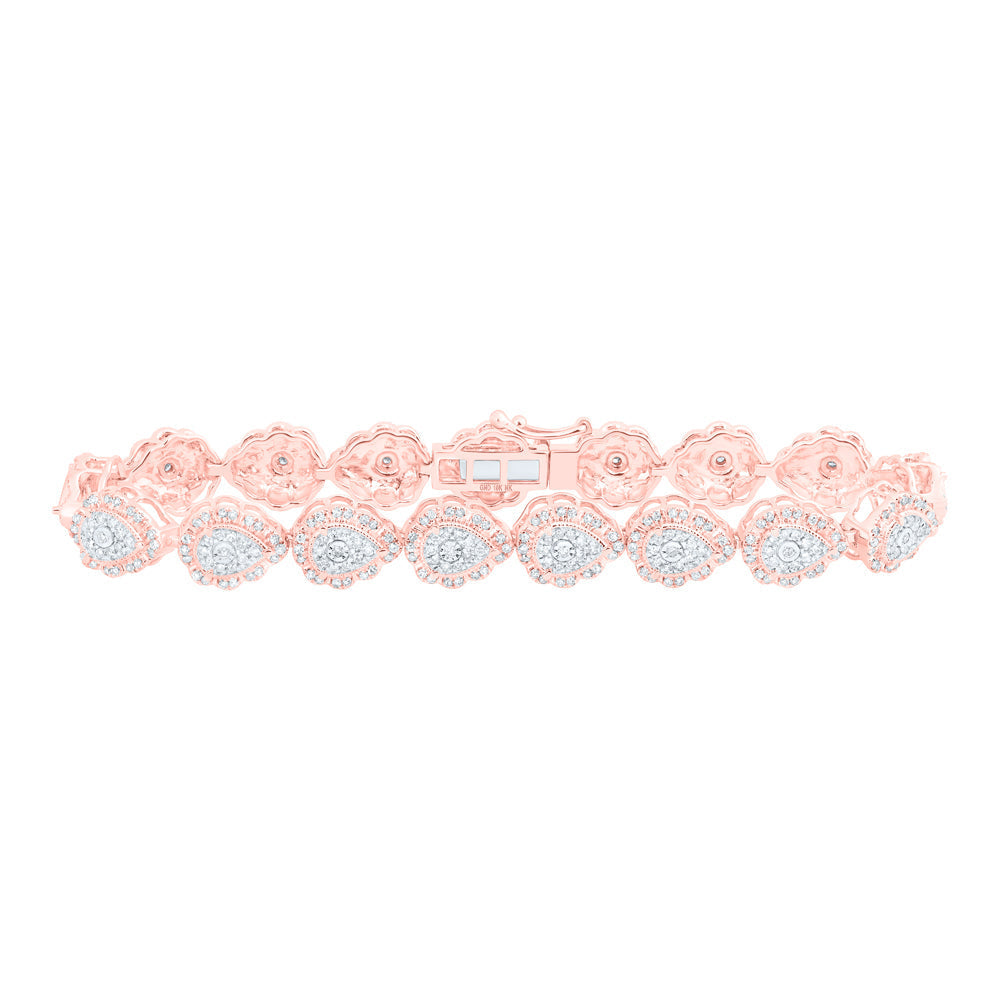 10kt Rose Gold Womens Round Diamond Teardrop Bracelet 2 1 5 Cttw