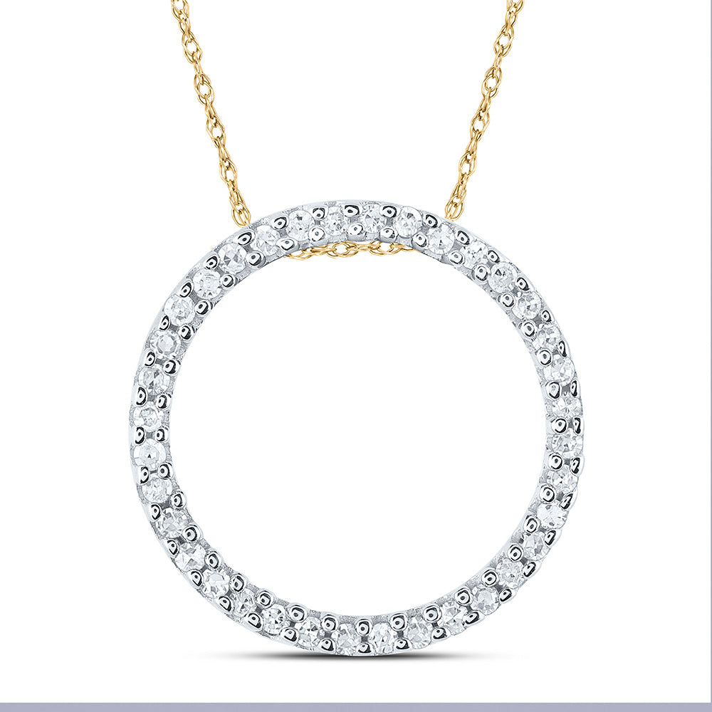 10kt Yellow Gold Womens Round Diamond Circle Pendant 1/6 Cttw