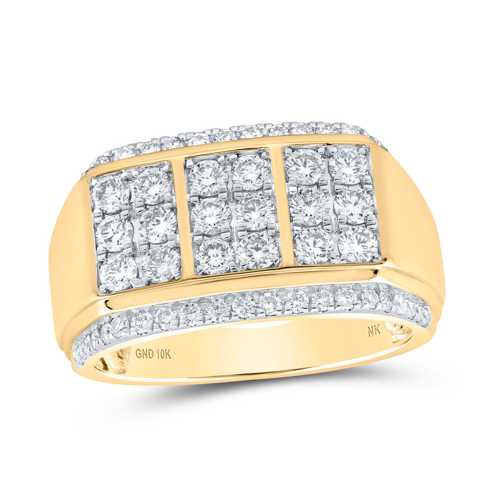 10kt Yellow Gold Mens Round Diamond Band Ring 1-1/2 Cttw