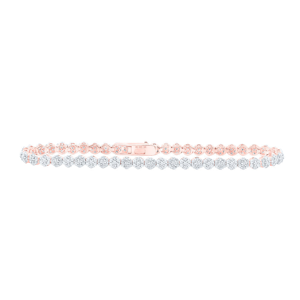 10kt Rose Gold Womens Round Diamond Fashion Bracelet 2-1/5 Cttw
