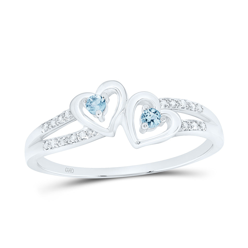 1/20CTW-DIA 1/8CT-AQ SYNTHETIC GEMSTONE RING