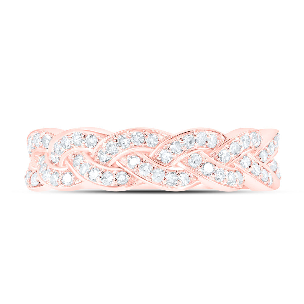 10kt Rose Gold Womens Round Diamond Braid Band Ring 1/3 Cttw