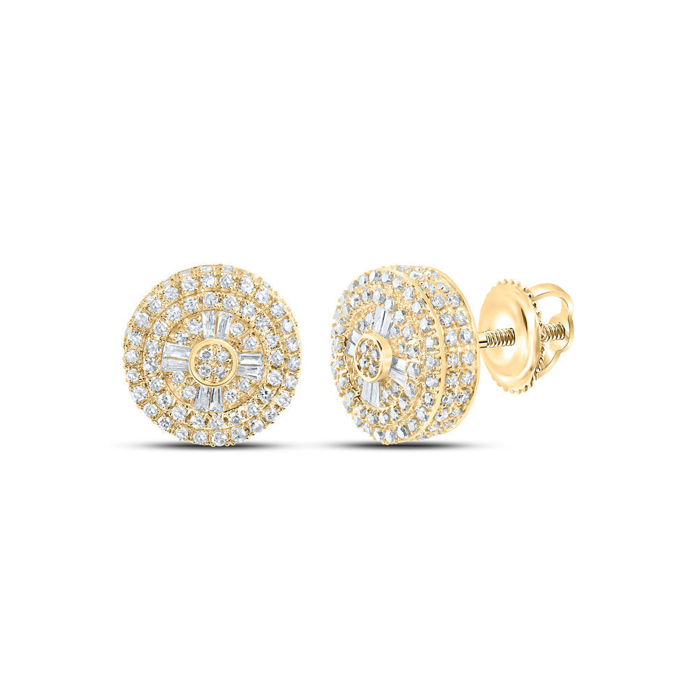 10kt Yellow Gold Baguette Diamond Circle Earrings 3/4 Cttw