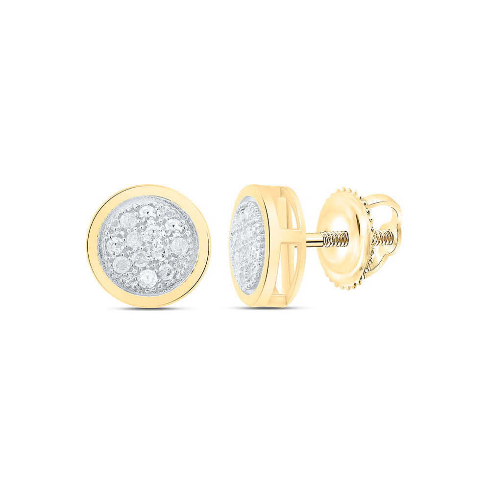 10kt Yellow Gold Womens Round Diamond Circle Earrings 1/20 Cttw