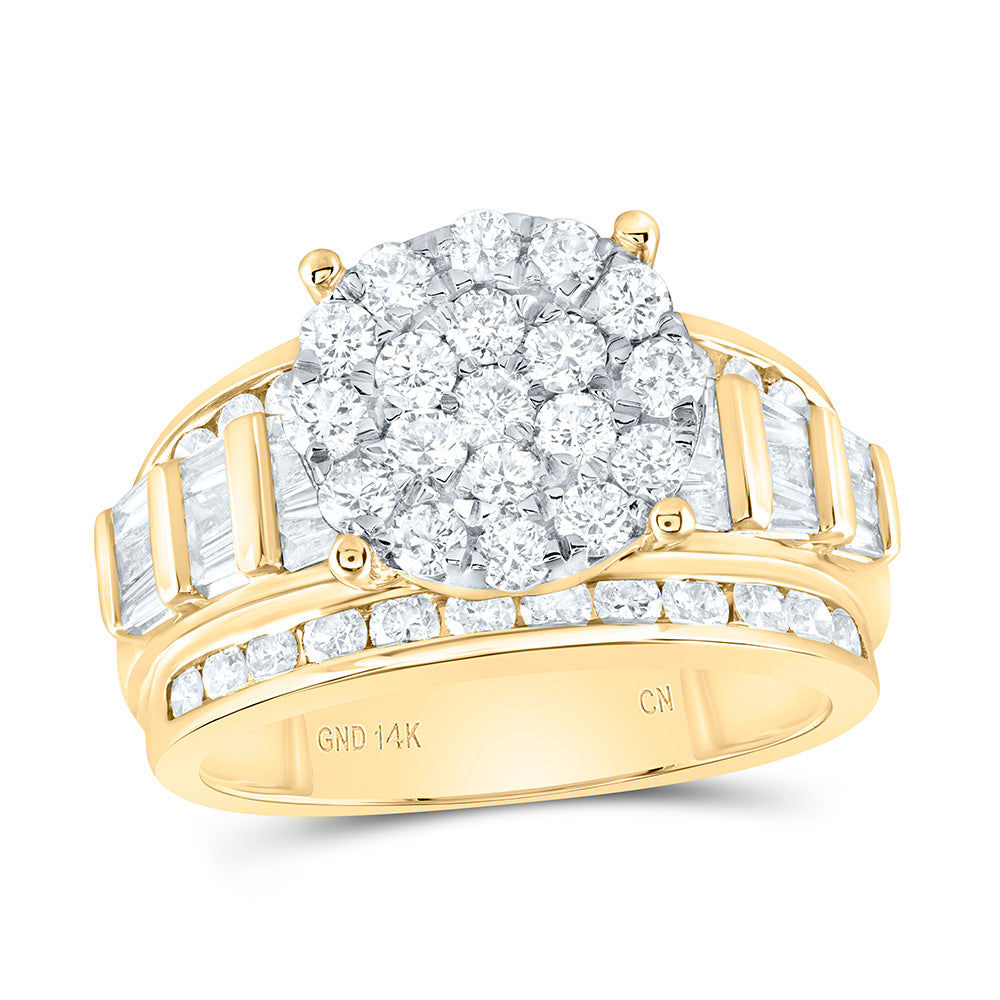 10kt Yellow Gold Round Diamond Cluster Bridal Wedding Engagement Ring 2 Cttw