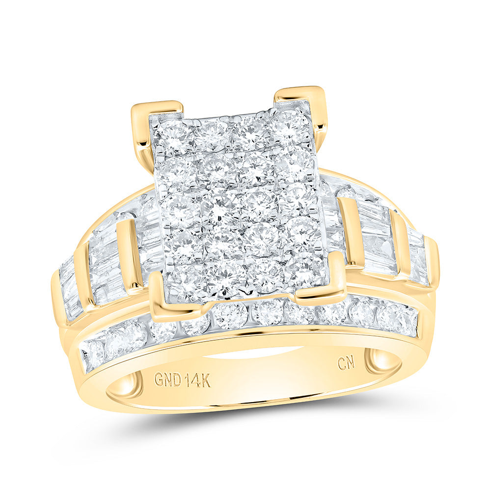 10kt Yellow Gold Round Diamond Cluster Bridal Wedding Engagement Ring 2 Cttw