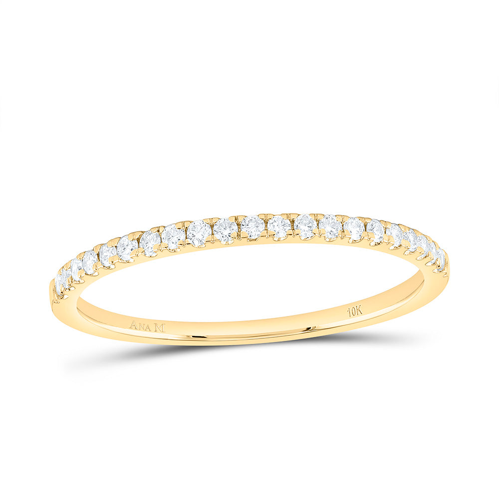 10kt Yellow Gold Womens Round Diamond Stackable Band Ring 1/6 Cttw