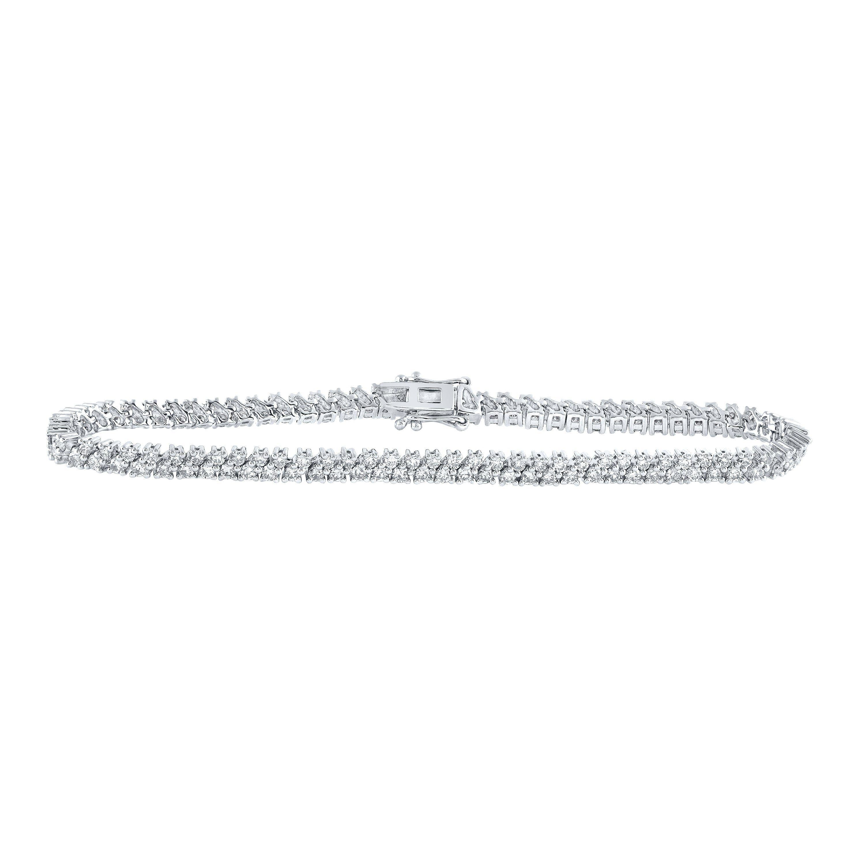 14kt White Gold Womens Round Diamond Tennis Bracelet 2-7/8 Cttw