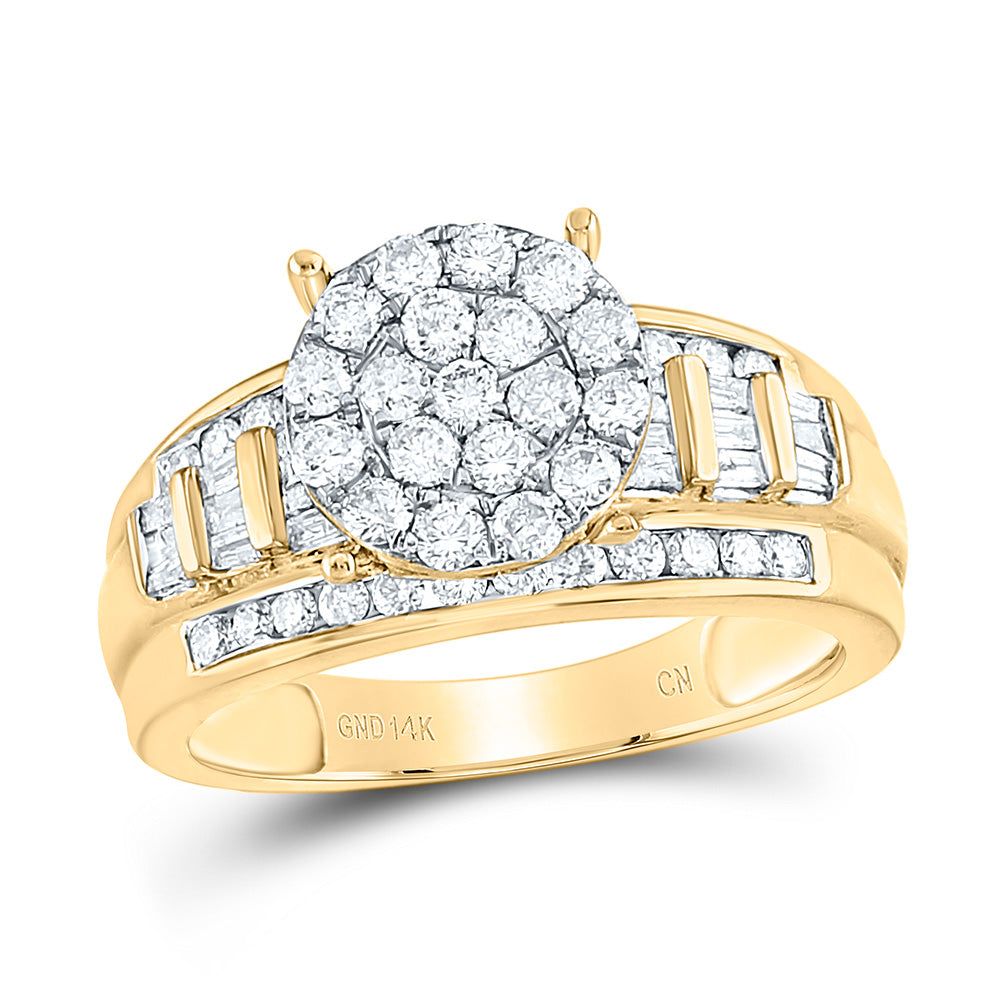 10kt Yellow Gold Round Diamond Cluster Bridal Wedding Engagement Ring 1 Cttw