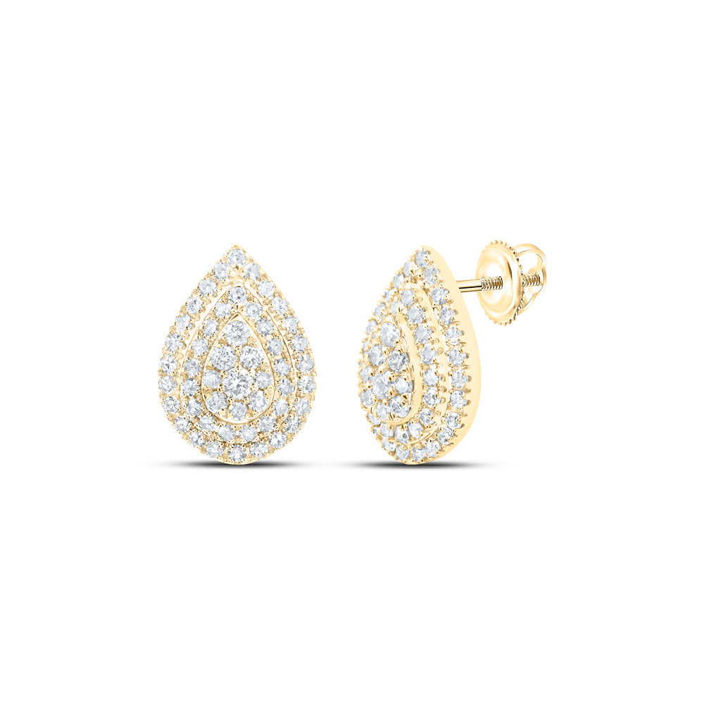 10kt Yellow Gold Womens Round Diamond Teardrop Earrings 3 4 Cttw