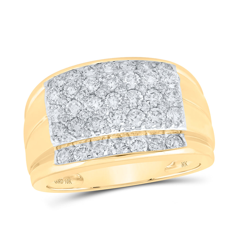 10kt Yellow Gold Mens Round Diamond Band Ring 2 Cttw