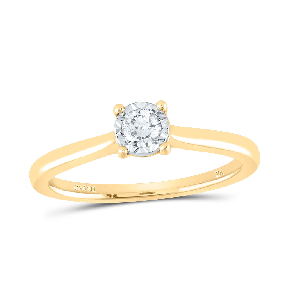 10kt Yellow Gold Womens Round Diamond Solitaire Ring 1/6 Cttw