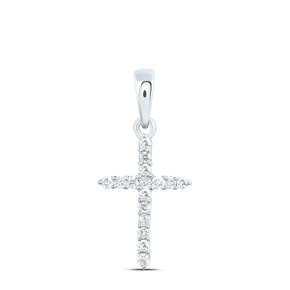 10kt Yellow Gold Womens Round Diamond Cross Pendant 1/6 Cttw