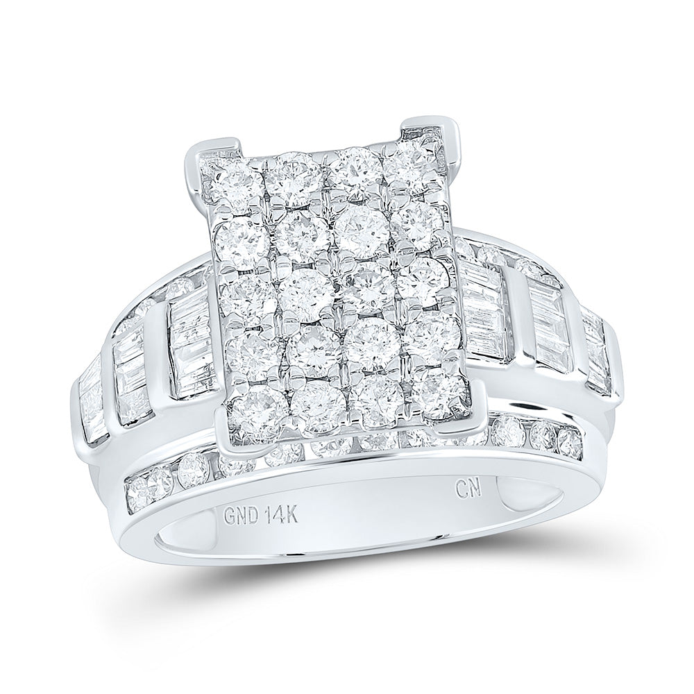 10kt White Gold Round Diamond Cluster Bridal Wedding Engagement Ring 2 Cttw