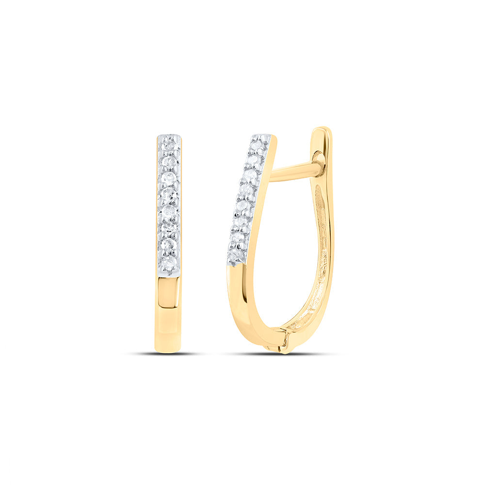 10kt Yellow Gold Womens Round Diamond Hoop Earrings 1/20 Cttw