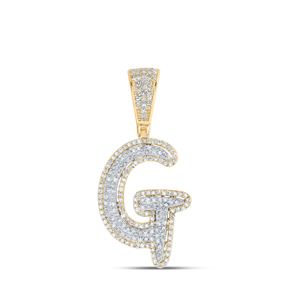 10kt Two-tone Gold Mens Round Diamond G Initial Letter Charm Pendant 3/4 Cttw