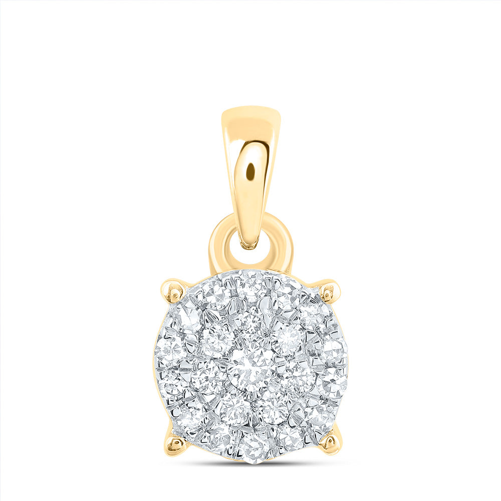 10kt Yellow Gold Womens Round Diamond Circle Cluster Pendant 1/6 Cttw