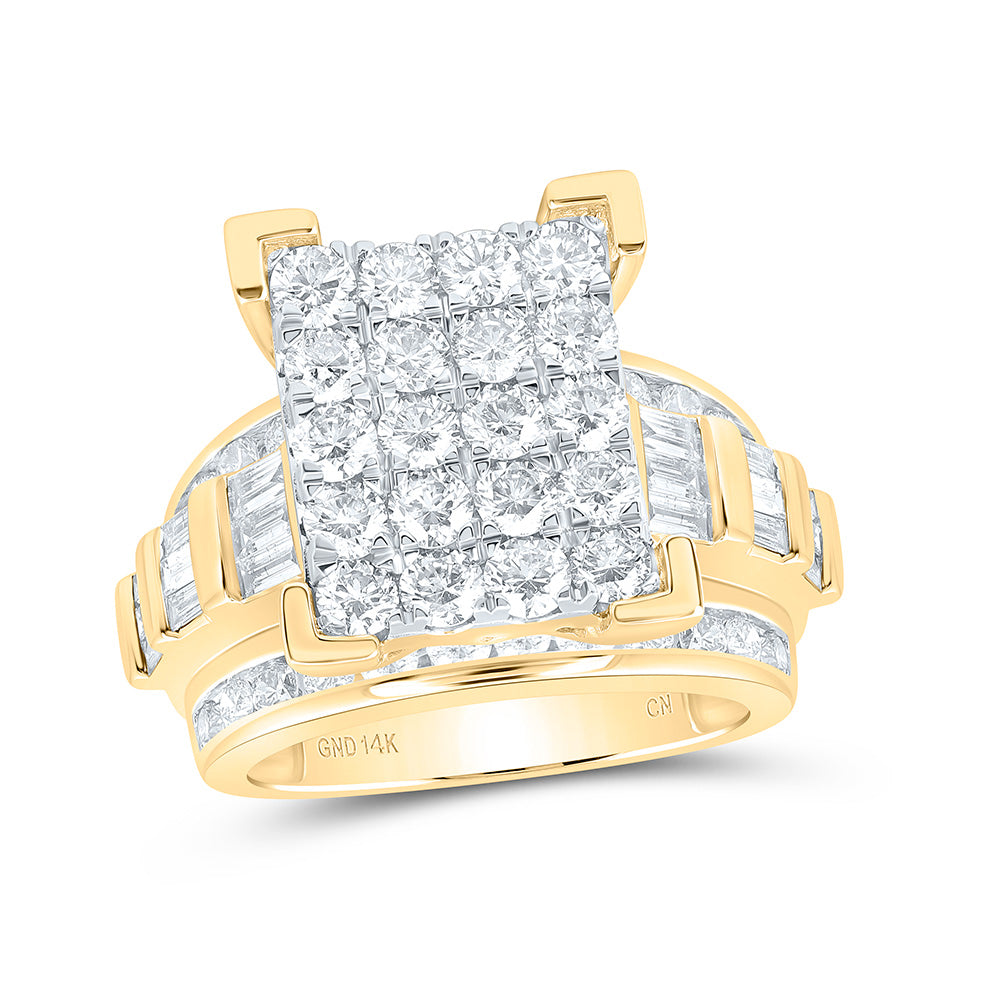 10kt Yellow Gold Round Diamond Cluster Bridal Wedding Engagement Ring 3 Cttw