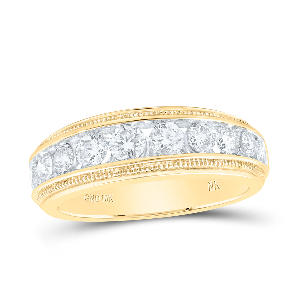 10kt Yellow Gold Mens Round Diamond Band Ring 1-1/2 Cttw