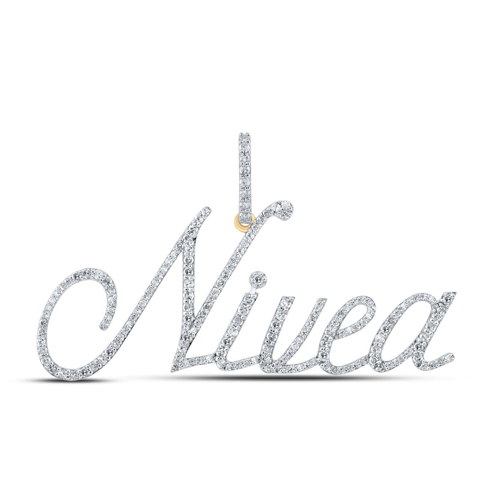 10kt Yellow Gold Womens Round Diamond NIVEA Name Pendant 3/4 Cttw