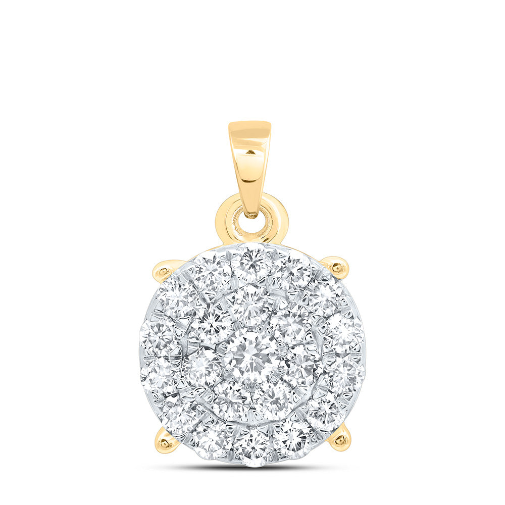 10kt White Gold Womens Round Diamond Cluster Pendant 1-1/2 Cttw