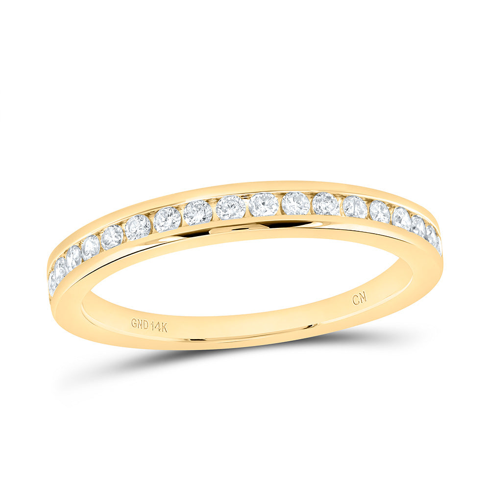 14kt Yellow Gold Womens Round Diamond Wedding Single Row Band 1/4 Cttw