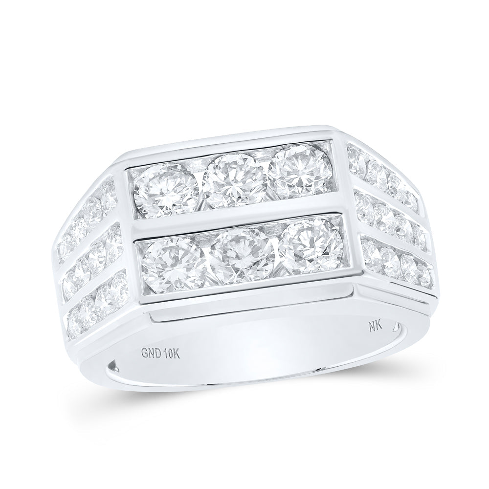 10kt White Gold Mens Round Diamond Band Ring 2-7/8 Cttw